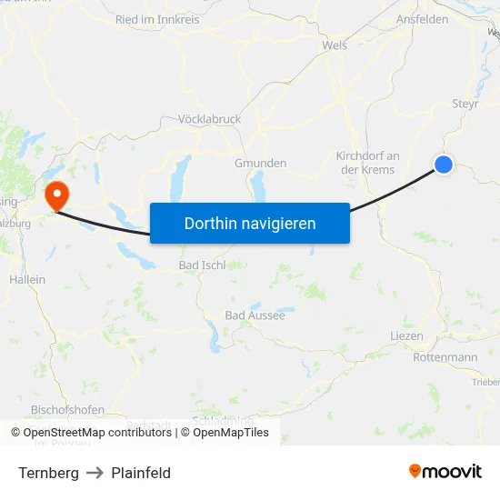 Ternberg to Plainfeld map
