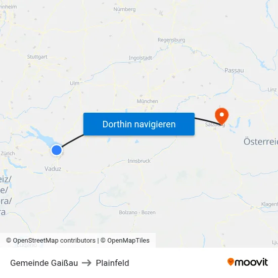 Gemeinde Gaißau to Plainfeld map