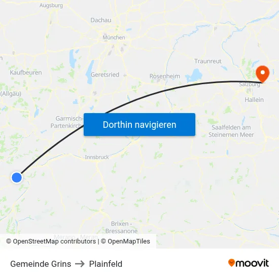 Gemeinde Grins to Plainfeld map