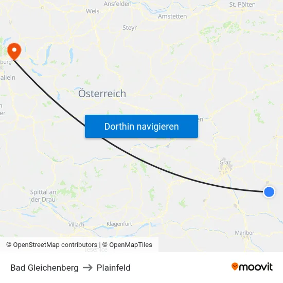 Bad Gleichenberg to Plainfeld map