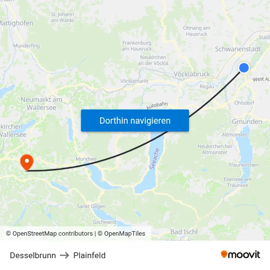 Desselbrunn to Plainfeld map