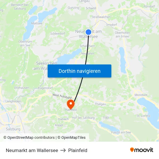 Neumarkt am Wallersee to Plainfeld map