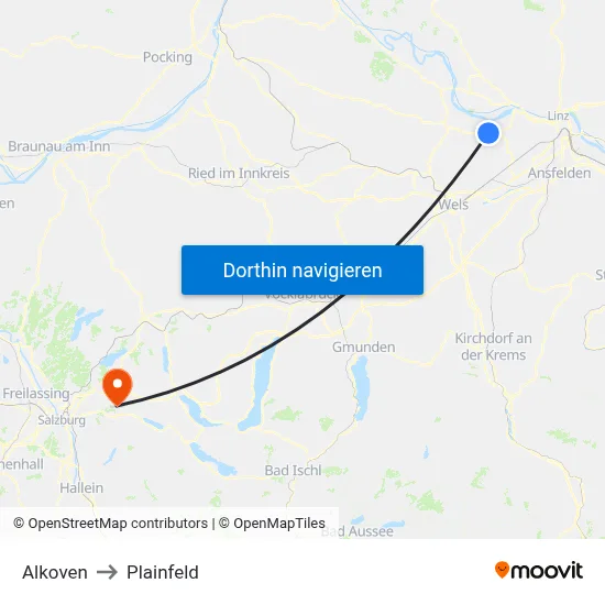 Alkoven to Plainfeld map