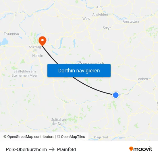 Pöls-Oberkurzheim to Plainfeld map