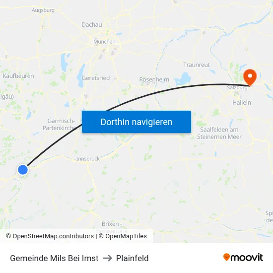 Gemeinde Mils Bei Imst to Plainfeld map