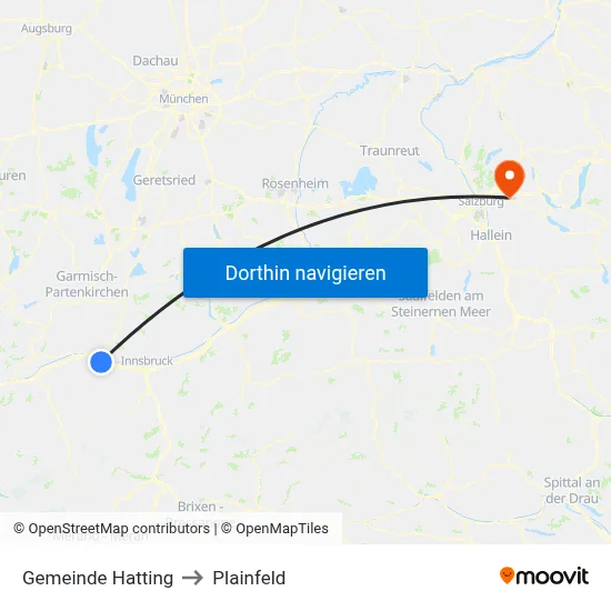 Gemeinde Hatting to Plainfeld map