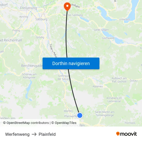 Werfenweng to Plainfeld map