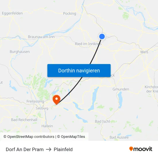 Dorf An Der Pram to Plainfeld map