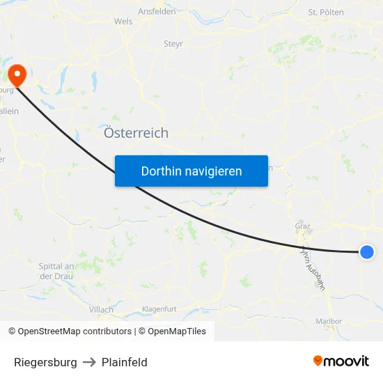 Riegersburg to Plainfeld map