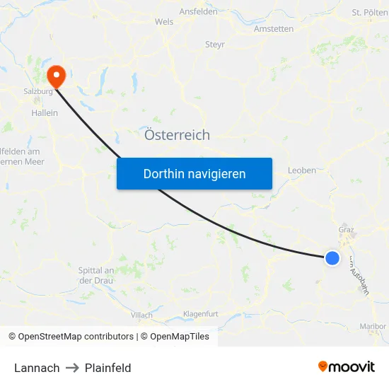 Lannach to Plainfeld map