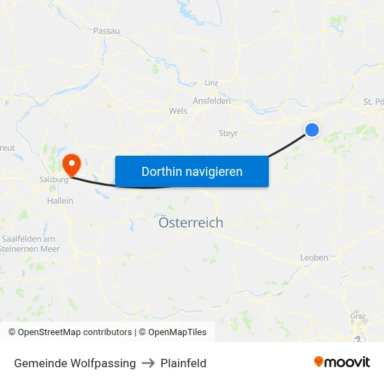 Gemeinde Wolfpassing to Plainfeld map