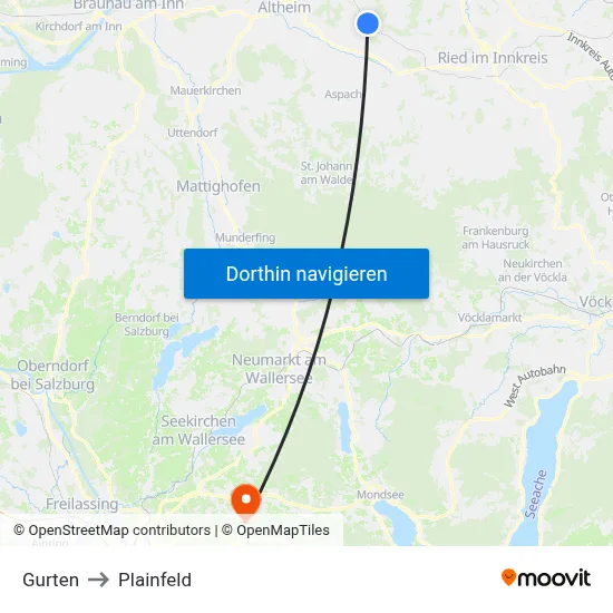 Gurten to Plainfeld map