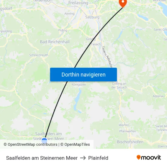 Saalfelden am Steinernen Meer to Plainfeld map