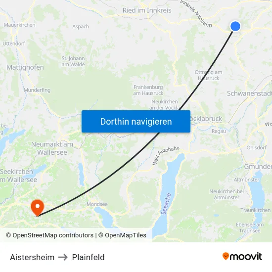Aistersheim to Plainfeld map