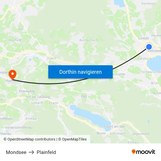 Mondsee to Plainfeld map