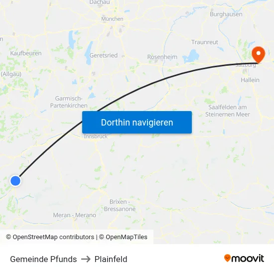 Gemeinde Pfunds to Plainfeld map