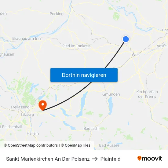 Sankt Marienkirchen An Der Polsenz to Plainfeld map