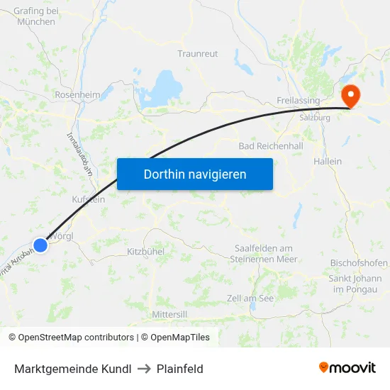 Marktgemeinde Kundl to Plainfeld map