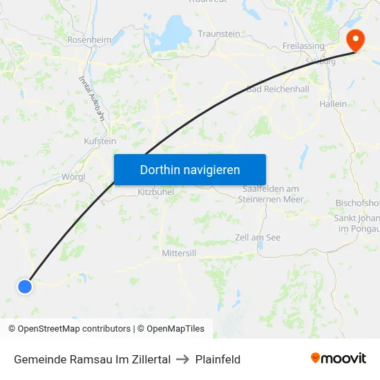 Gemeinde Ramsau Im Zillertal to Plainfeld map