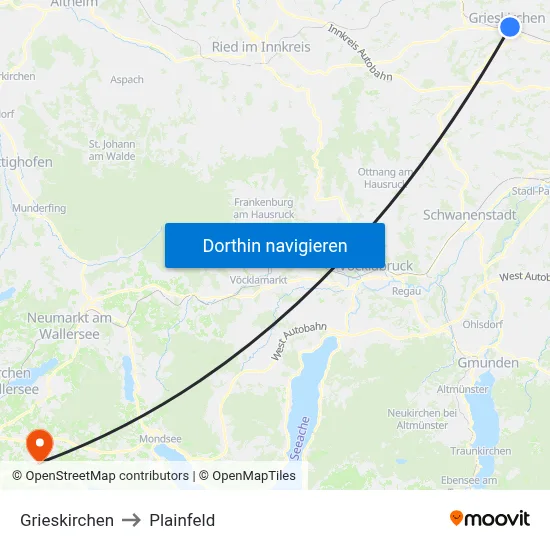 Grieskirchen to Plainfeld map