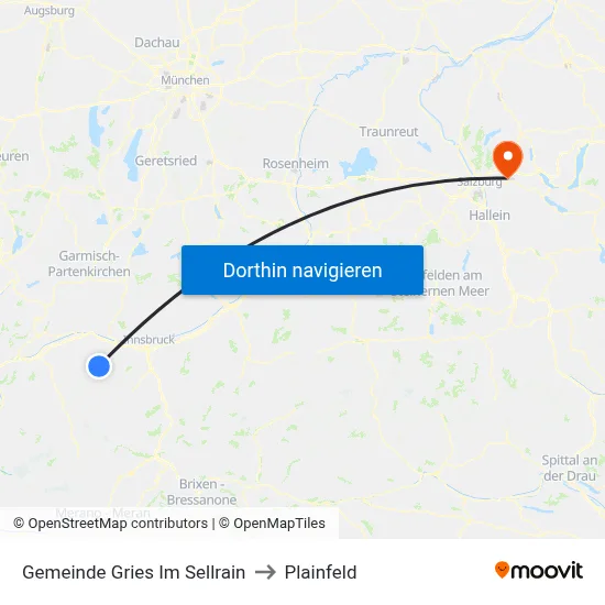 Gemeinde Gries Im Sellrain to Plainfeld map
