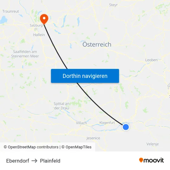Eberndorf to Plainfeld map
