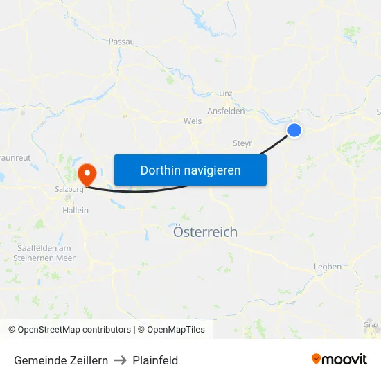 Gemeinde Zeillern to Plainfeld map