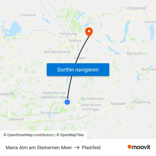 Maria Alm am Steinernen Meer to Plainfeld map