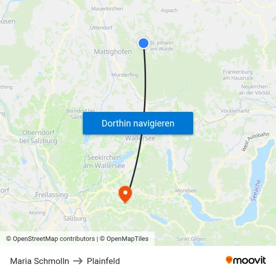 Maria Schmolln to Plainfeld map