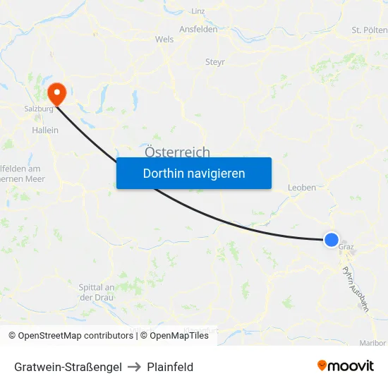 Gratwein-Straßengel to Plainfeld map