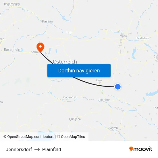 Jennersdorf to Plainfeld map