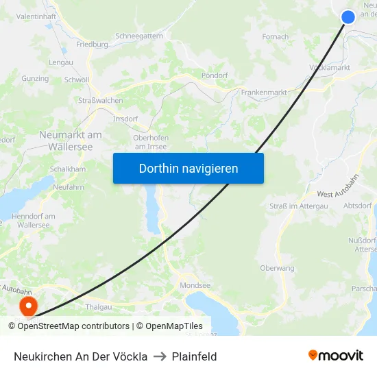 Neukirchen An Der Vöckla to Plainfeld map