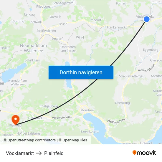 Vöcklamarkt to Plainfeld map