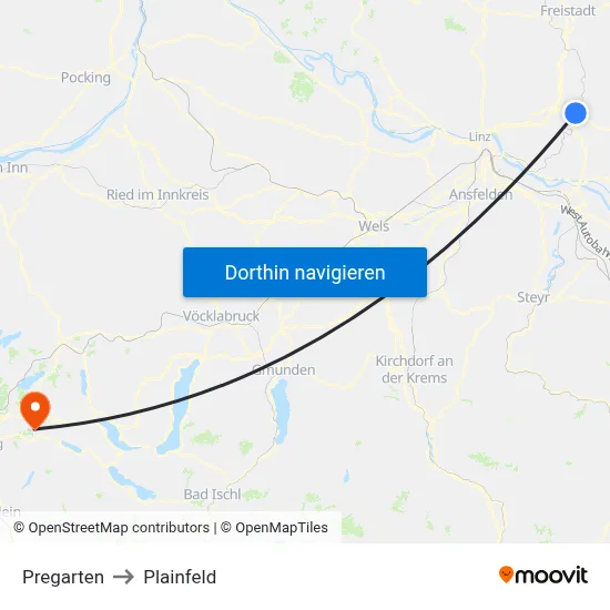 Pregarten to Plainfeld map