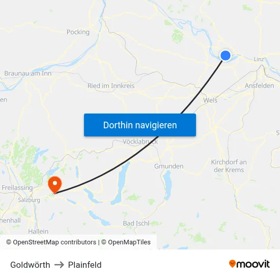 Goldwörth to Plainfeld map