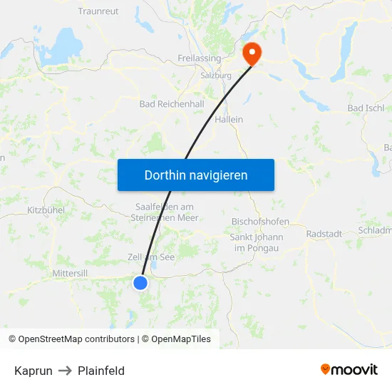 Kaprun to Plainfeld map