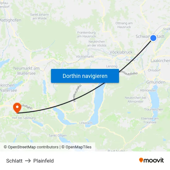 Schlatt to Plainfeld map