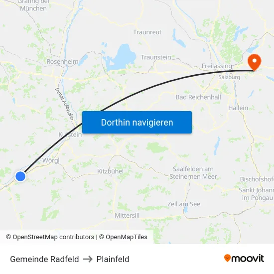 Gemeinde Radfeld to Plainfeld map