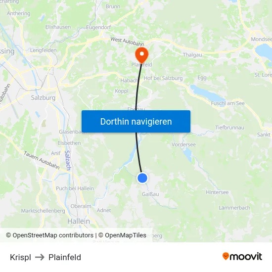 Krispl to Plainfeld map