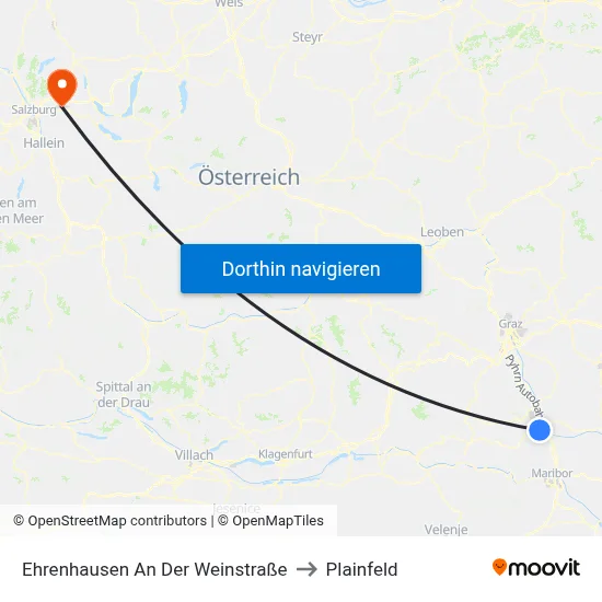 Ehrenhausen An Der Weinstraße to Plainfeld map