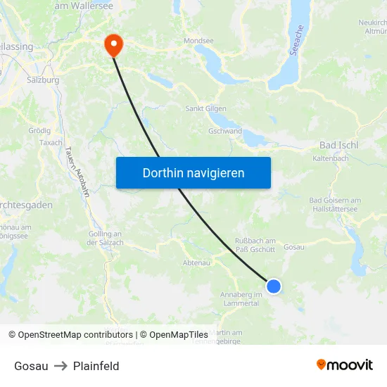 Gosau to Plainfeld map