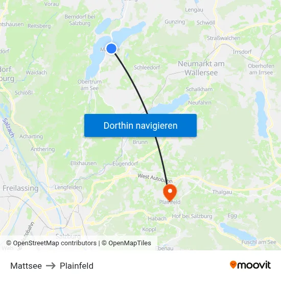 Mattsee to Plainfeld map