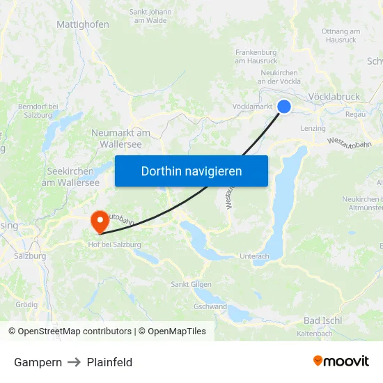 Gampern to Plainfeld map