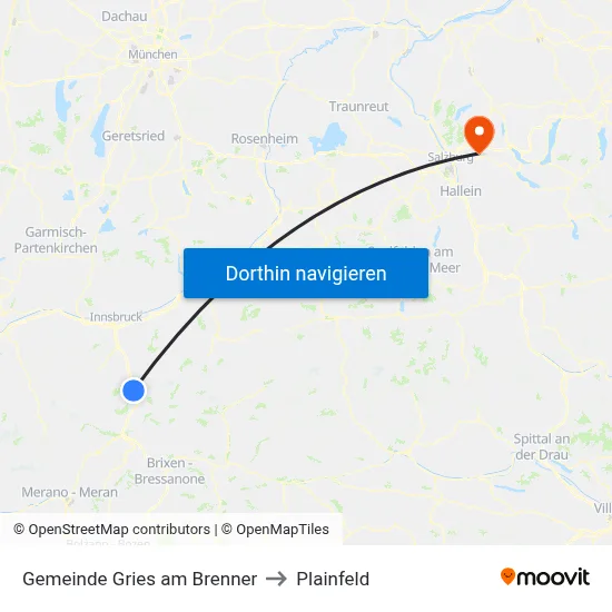Gemeinde Gries am Brenner to Plainfeld map