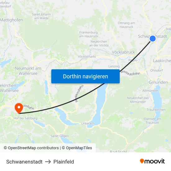 Schwanenstadt to Plainfeld map