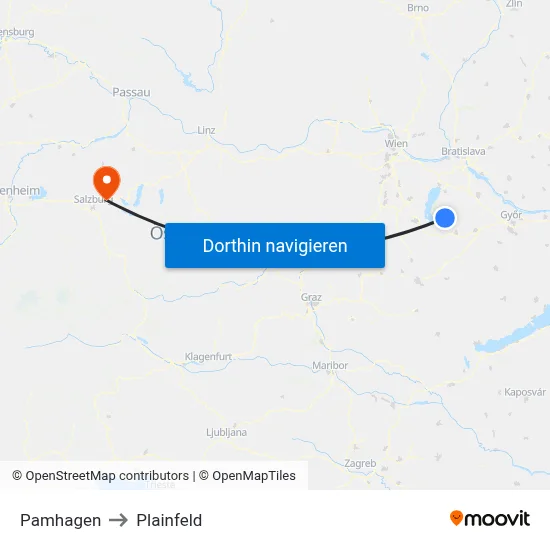 Pamhagen to Plainfeld map