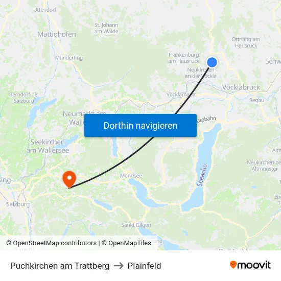 Puchkirchen am Trattberg to Plainfeld map