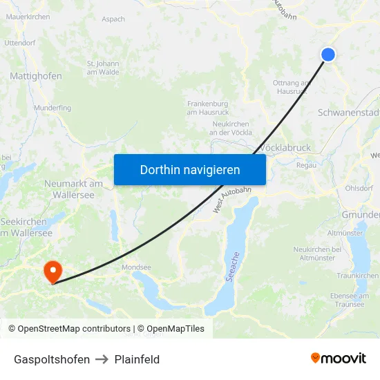 Gaspoltshofen to Plainfeld map