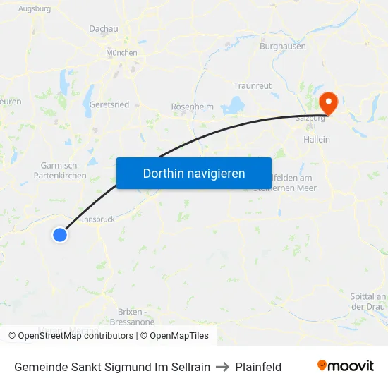 Gemeinde Sankt Sigmund Im Sellrain to Plainfeld map