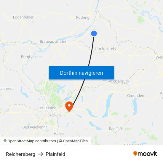 Reichersberg to Plainfeld map